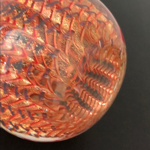 HANDBLOWN PAPERWEIGHT PERSIMMON/GOLD METALLIC - Picture 6 of 11